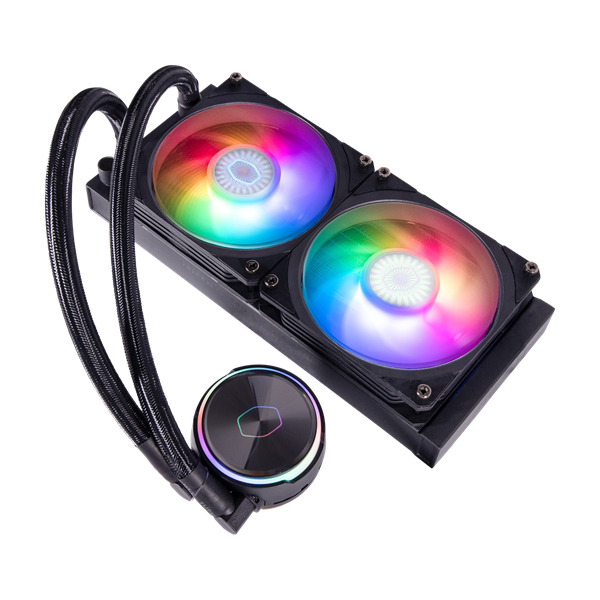 COOLER MASTER CPU hűtő MASTERLIQUID PL240 FLUX (vízhűtés), ARGB, LGA1700 támogatással, fekete