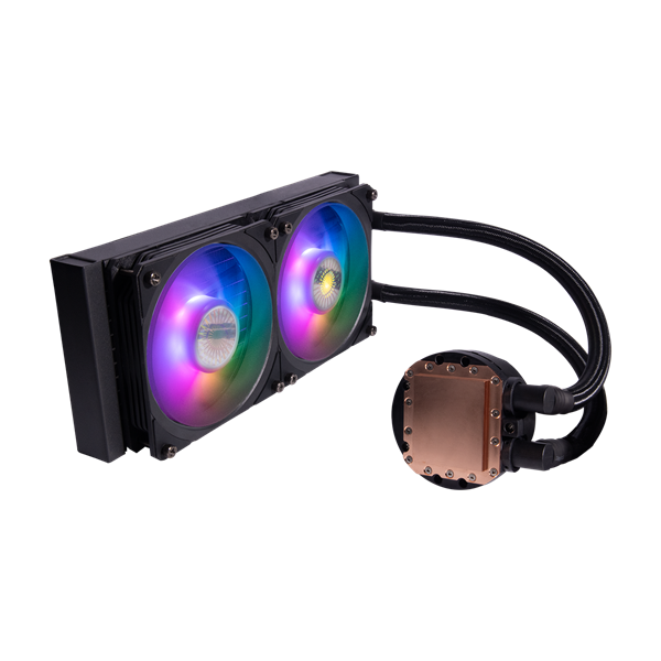 COOLER MASTER CPU hűtő MASTERLIQUID PL240 FLUX (vízhűtés), ARGB, LGA1700 támogatással, fekete