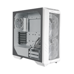 COOLER MASTER Ház Midi ATX HAF 500 ARGB + 4db Ventilátor, Tápegység nélkül, Üvegfalú, fehér
