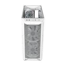 COOLER MASTER Ház Midi ATX HAF 500 ARGB + 4db Ventilátor, Tápegység nélkül, Üvegfalú, fehér