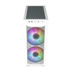 COOLER MASTER Ház Midi ATX HAF 500 ARGB + 4db Ventilátor, Tápegység nélkül, Üvegfalú, fehér