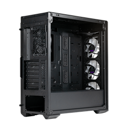 COOLER MASTER Ház Midi ATX MasterBox 520 + 3db Ventilátor + HUB, Tápegység nélkül, Üvegfalú, fekete