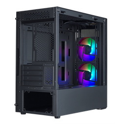 COOLER MASTER Ház Mini Tower ATX MASTERBOX MB311L ARGB + Kontroller + 2db Ventilátor, Tápegység nélkül, Üvegfalú, fekete