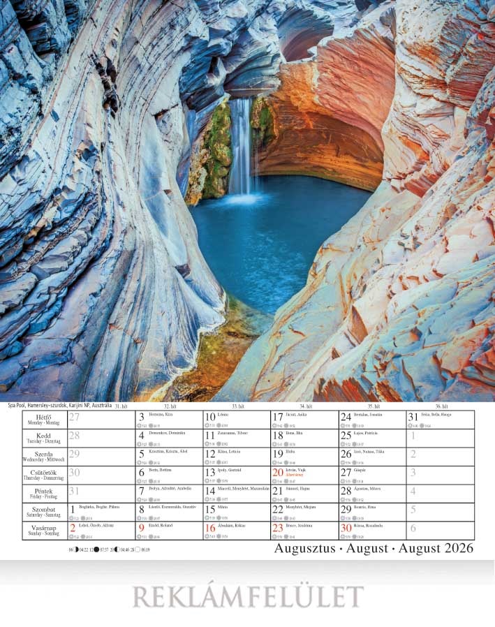 CSG 2026 Vízesések 30x34 cm falinaptár
