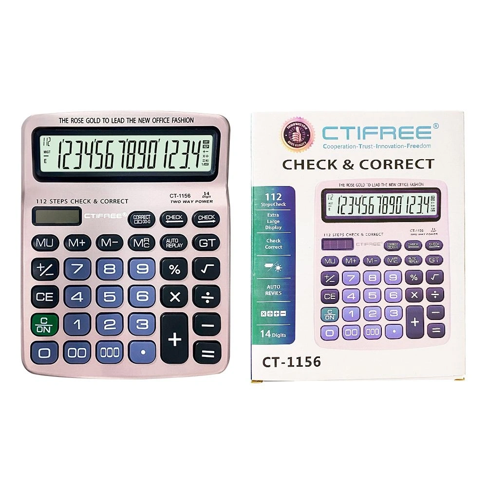 CTIFREE CT-1156 számológép, 155x195mm, 14 számjegy, dual power, 2 év garancia