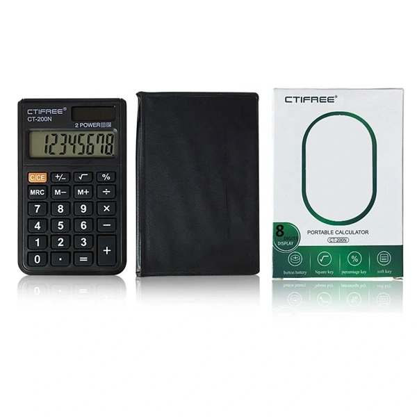 CTIFREE CT-200N mini fekete számológép, 62x96mm, 8 számjegy, dual power, 2 év garancia