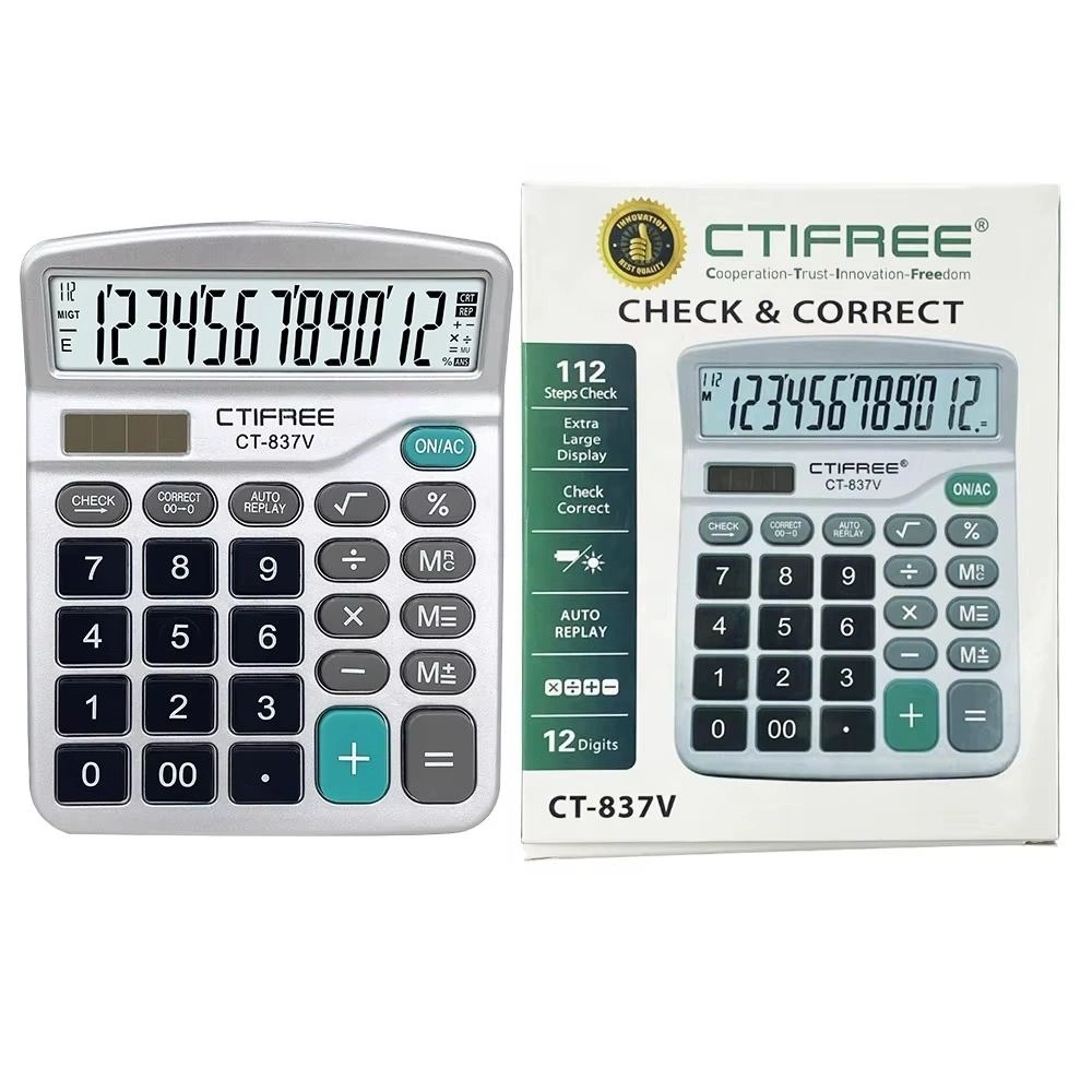 CTIFREE CT-837V számológép, 120x150mm, 12 számjegy, dual power, 2 év garancia