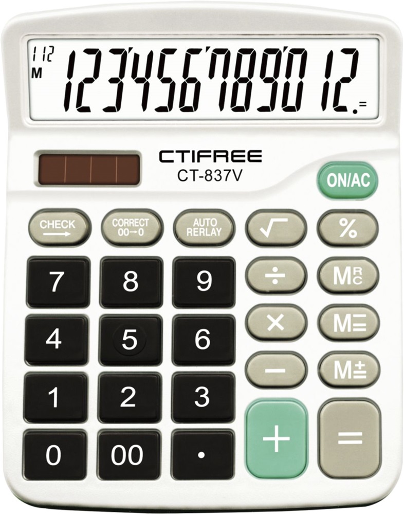 CTIFREE CT-837V számológép, 120x150mm, 12 számjegy, dual power