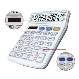 CTIFREE ECO-001 fehér számológép, 120x154mm, 12 számjegy, dual power, 2 év garancia