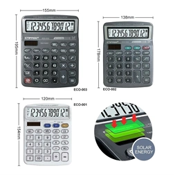 CTIFREE ECO-001 fehér számológép, 120x154mm, 12 számjegy, dual power, 2 év garancia