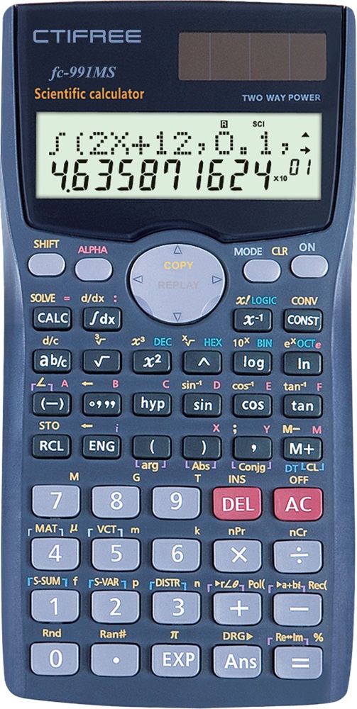 CTIFREE FC-991 MS tudományos számológép, 80x155mm, dual power