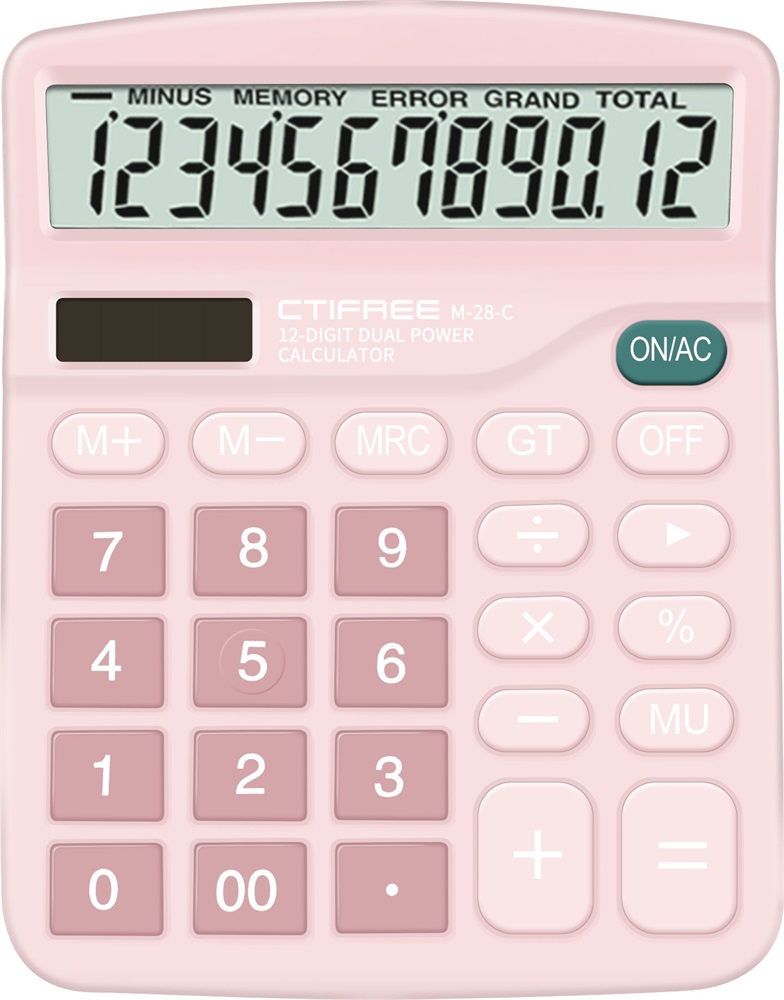 CTIFREE M-28 fekete számológép, 120x150mm, 12 számjegy, dual power