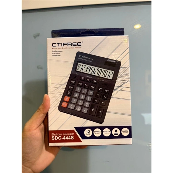 CTIFREE SDC-444S fekete számológép, 155x205mm, 12 számjegy, dual power, 2 év garancia