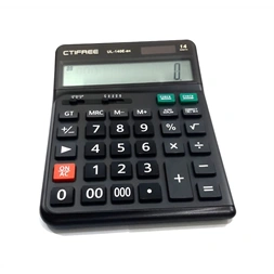 CTIFREE UL-140E-BK fekete ergonómikus számológép, 145x198mm, 14 számjegy, dual power, 2 év garancia