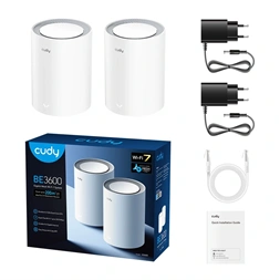 CUDY M3600(2-Pack) kétsávos BE3600 WIFI 7, Gigabit, fehér Mesh Router (2db-os szett)