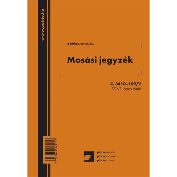 C.3410-109 A5 2példányos "Mosási jegyzék" nyomtatvány