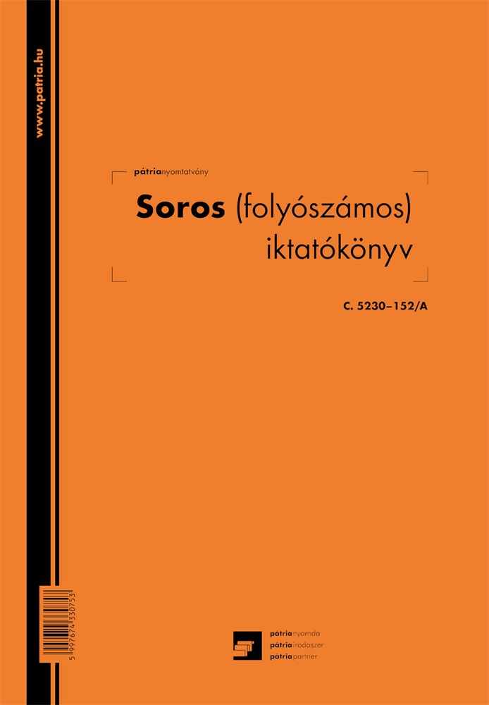 C.5230-152/A 100lapos "Soros (folyószámos) iktatókönyv" nyomtatvány