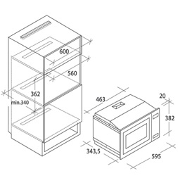 Candy CA20FMW7NG 1000W, 20lieteres, fekete, beépíthető, mikrohullámú sütő