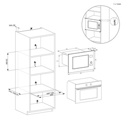 Candy CA38FL7N20WX 800W, 25literes, fekete, beépíthető,  mikrohullámú sütő