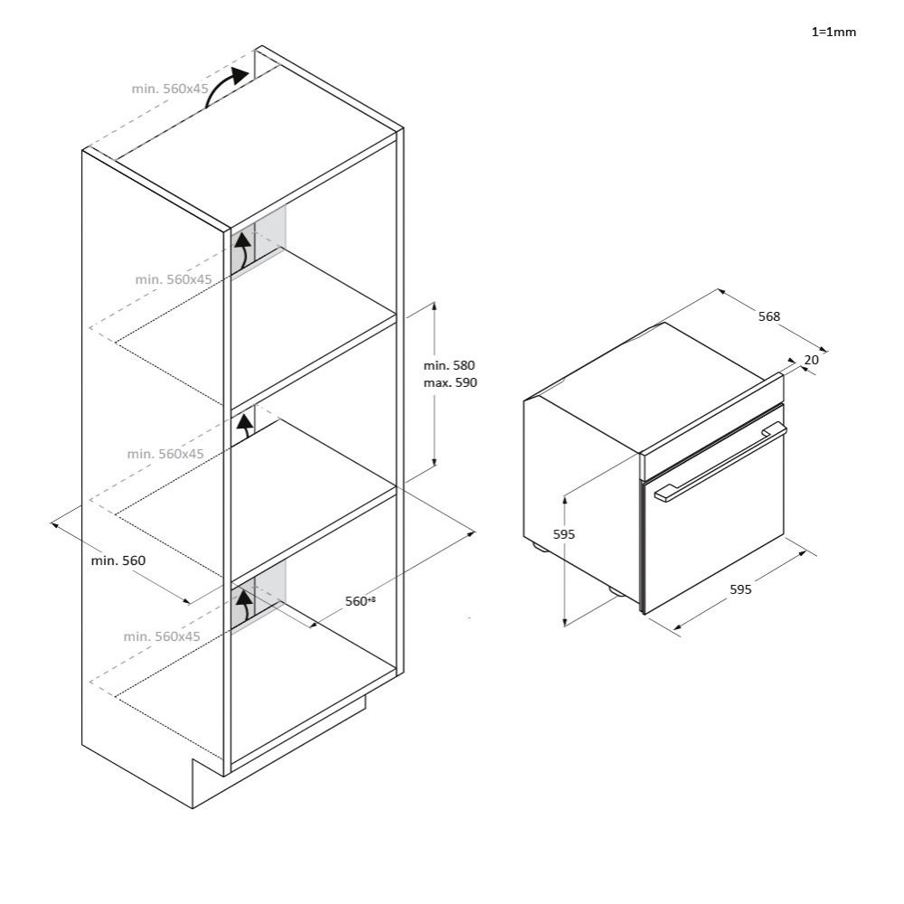 Candy CA6 NP3T2HTW fehér, beépíthető, sütőtér: 78 liter, légkeverés, grill sütő