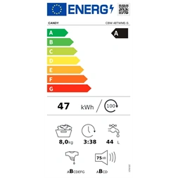 Candy CBW 48TWME-S fehér, elöltöltős, max.1400ford., 8 kg, beépíthető mosógép (Újszerű)