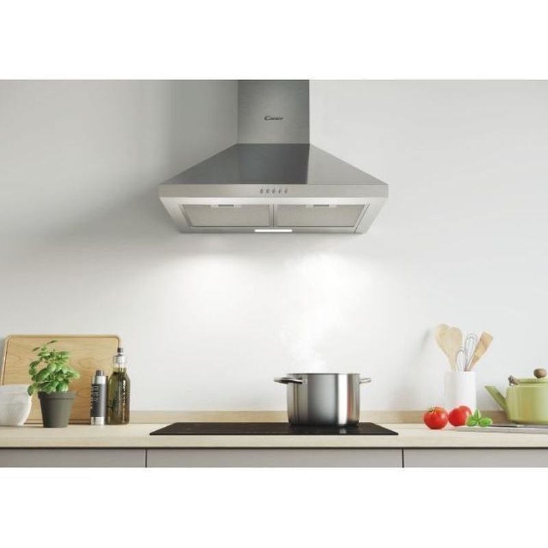 Candy CCE116/1XGG inox, beépíthető, kürtős, méret:60 cm, zajszint:52 dB, páraelszívó