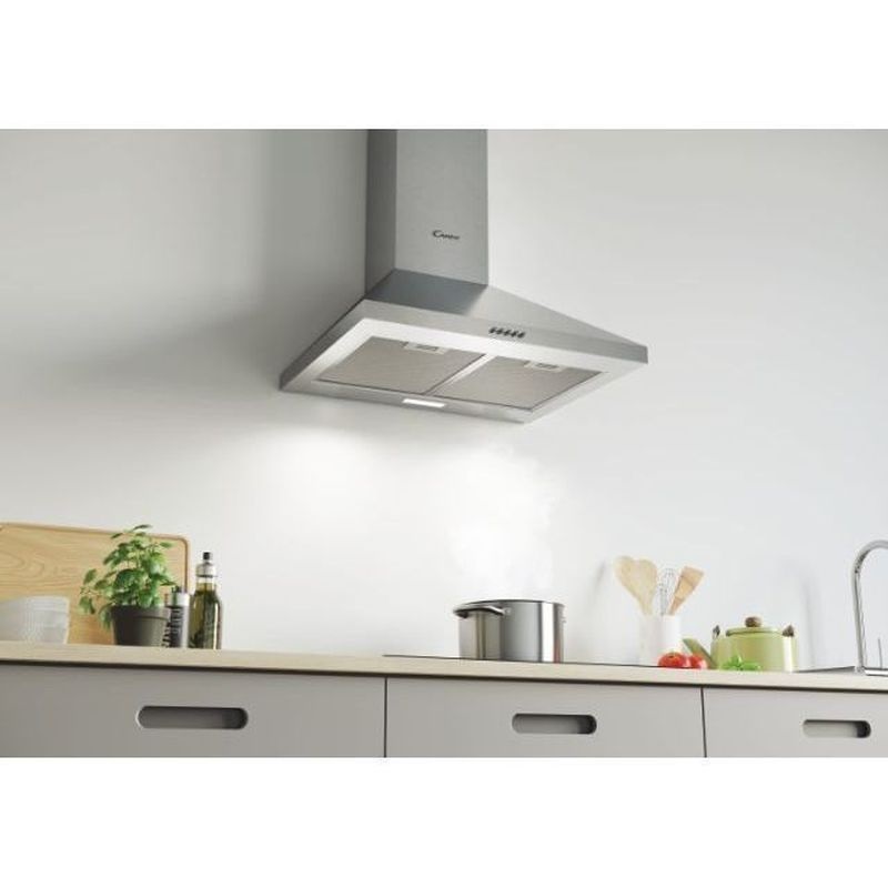 Candy CCE116/1XGG inox, beépíthető, kürtős, méret:60 cm, zajszint:52 dB, páraelszívó