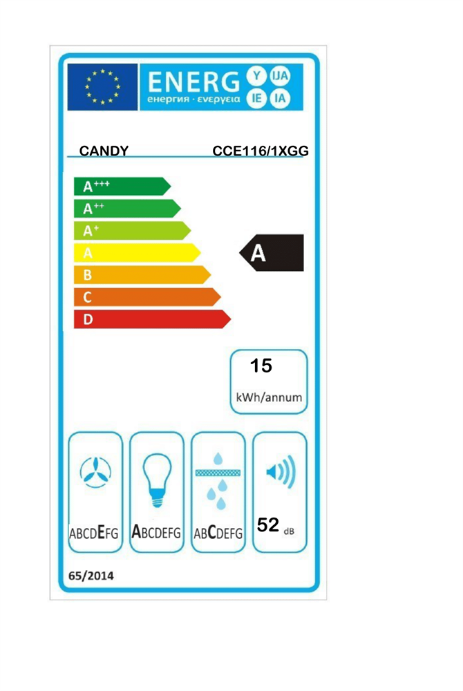Candy CCE116/1XGG inox, beépíthető, kürtős, méret:60 cm, zajszint:52 dB, páraelszívó