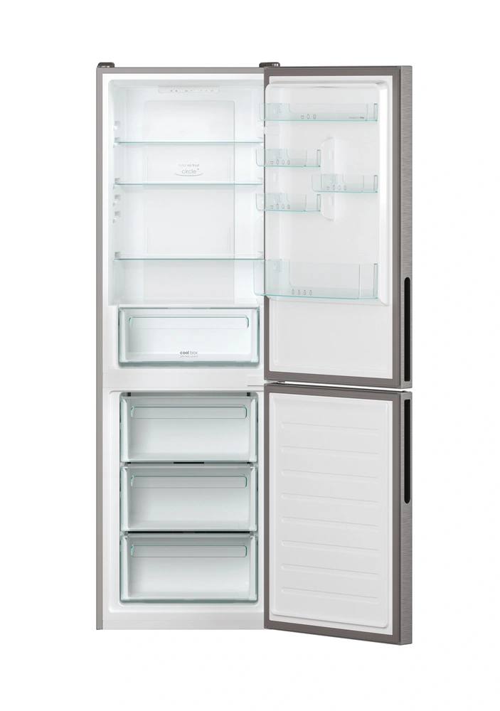 Candy CCE4T618DX inox, alulfagyasztós, Hűtő:222L, Fagyasztó:119L, No frost hűtőszekrény (Újszerű)