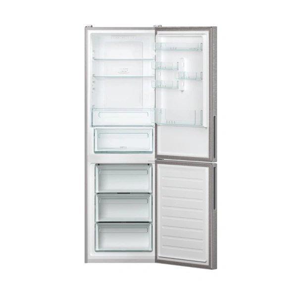 Candy CCE4T618EX inox, alulfagyasztós, Hűtő:222L, Fagyasztó:119L, No frost hűtőszekrény (Újszerű)