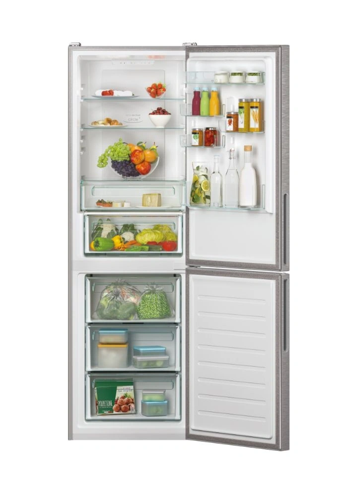 Candy CCE4T618EX inox, alulfagyasztós, Hűtő:222L, Fagyasztó:119L, No frost hűtőszekrény (Újszerű)