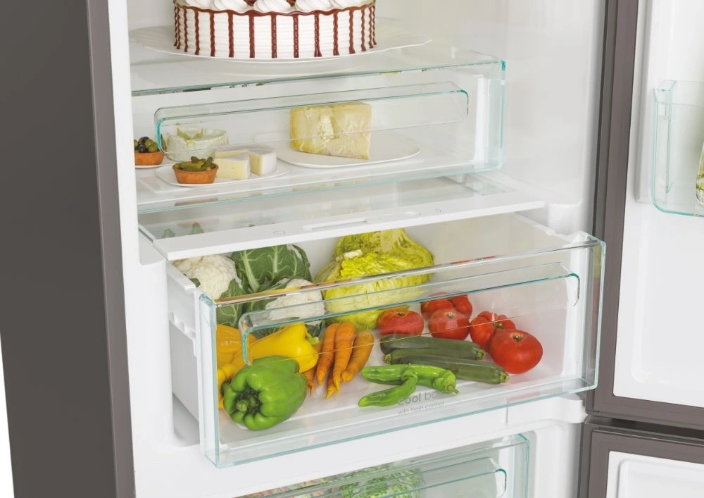 Candy CCE4T618EX inox, alulfagyasztós, Hűtő:222L, Fagyasztó:119L, No frost hűtőszekrény (Újszerű)