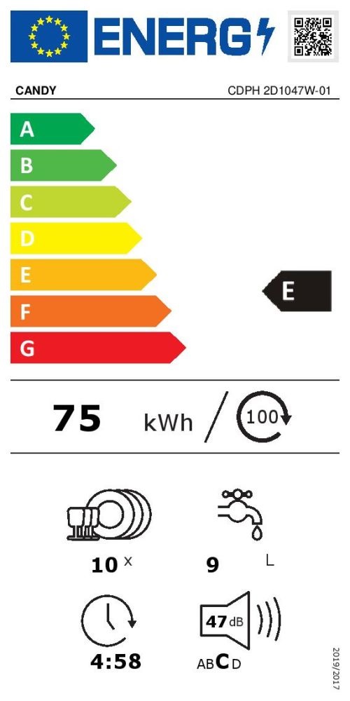 Candy CDPH 2D1047S ezüst, programok száma: 7, szabadonálló, 10 terítékes mosogatógép 