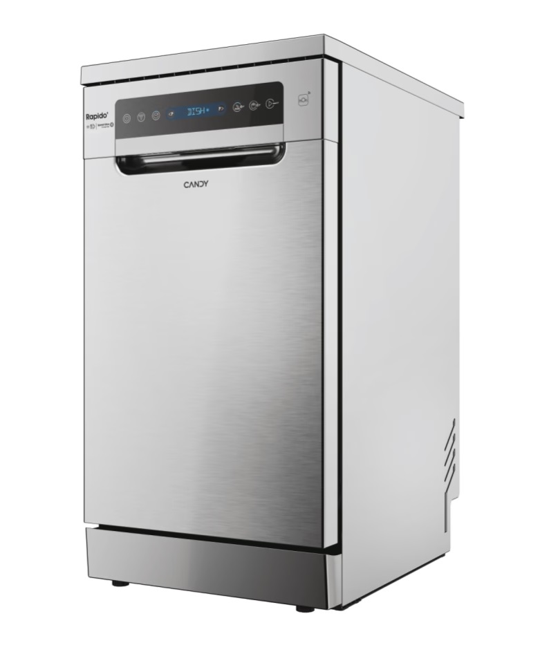 Candy CF1C7SB1FX inox, programok száma: 8, keskeny szabadonálló, 11 terítékes mosogatógép 