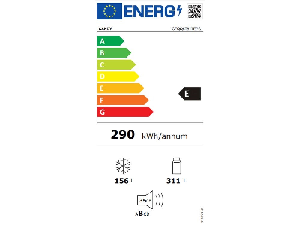 Candy CFQQ5T817EPS ezüst, négyajtós, Hűtő:311L, Fagyasztó:156L, Total No frost hűtőszekrény
