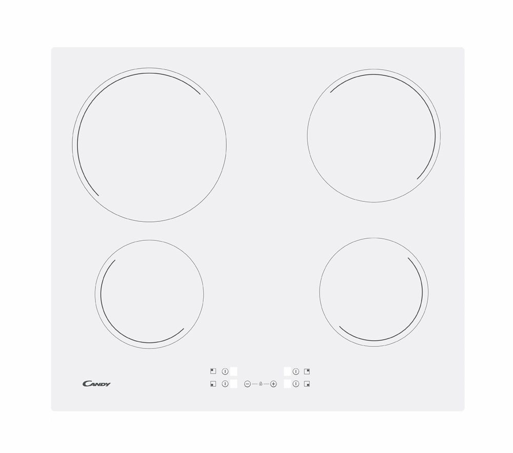 Candy CH64CCW fehér, beépíthető, elektromos üvegkerámia, főzőzóna: 4, beépíthető méret: 56cm, főzőlap