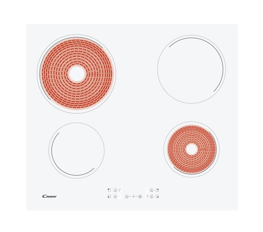 Candy CH64CCW fehér, beépíthető, elektromos üvegkerámia, főzőzóna: 4, beépíthető méret: 56cm, főzőlap