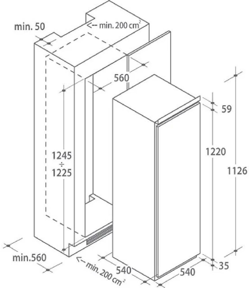 Candy CIL 220 EE/N fehér, egyajtós, beépíthető, Hűtő:197L, hűtőszekrény