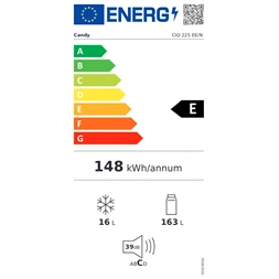 Candy CIO 225 EE/N fehér, egyajtós, beépíthető, Hűtő:163L, Fagyasztó:16L, hűtőszekrény