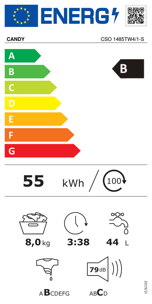 Candy CSO 1485TW4/1-S fehér, elöltöltős, max.1400ford., 8 kg, mosógép