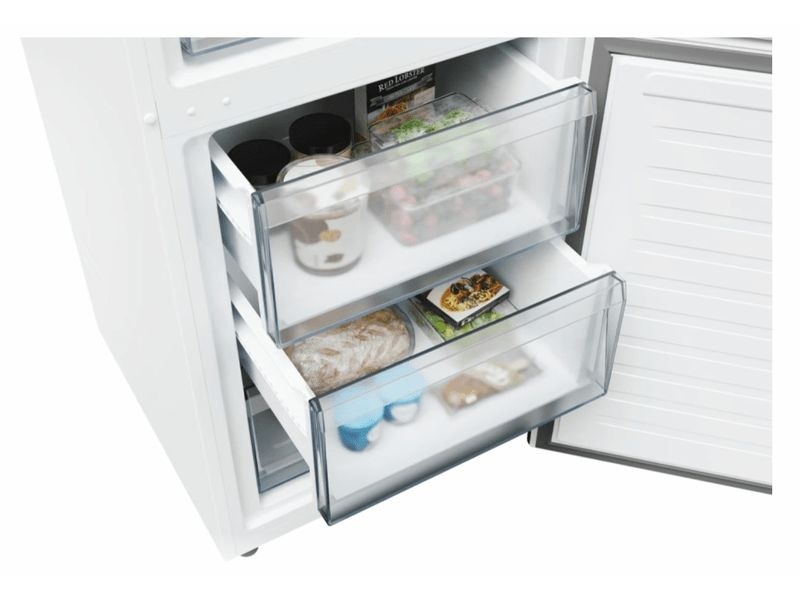 Candy ECN2CQTEW186 fehér, alulfagyasztós, Hűtő:235L, Fagyasztó:120L, No frost hűtőszekrény