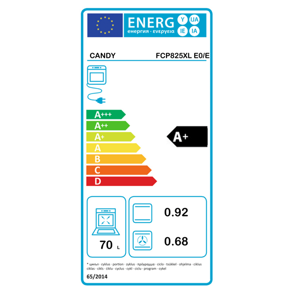 Candy FCP825XL E0/E fekete-inox beépíthető sütő