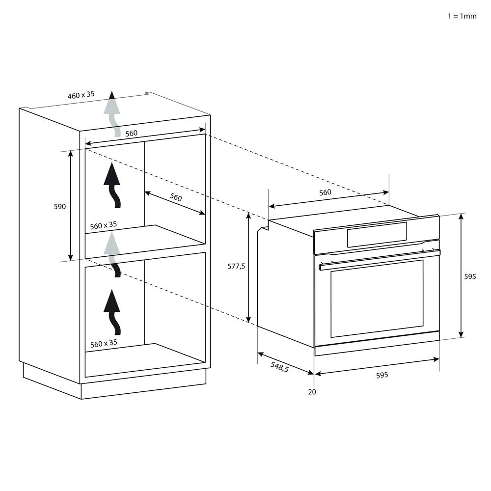 Candy F ACDI Z600 L fekete, beépíthető, sütőtér: 70liter, grill, légkeverés, sütő
