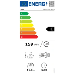 Candy RPEH11A2TCBEX-S fehér, 11 kg, hőszivattyús, szárítógép