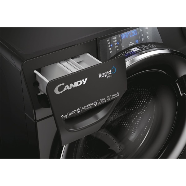 Candy RP 496BWMBCB/1-S 9 kg fekete elöltöltős mosógép