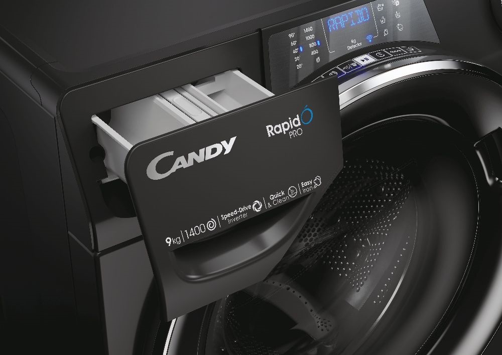 Candy RP 496BWMBCB/1-S fekete, elöltöltős, max.1351ford., 9 kg, mosógép
