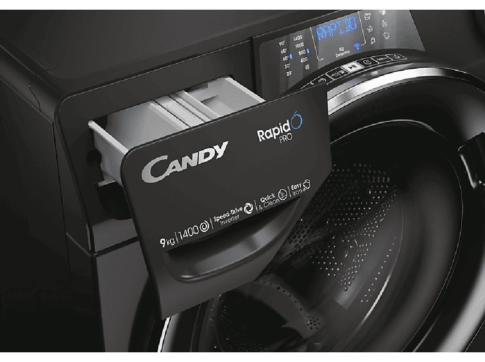 Candy RP 496BWMUC8/1-S fekete, elöltöltős, max.1400ford., 9 kg, mosógép