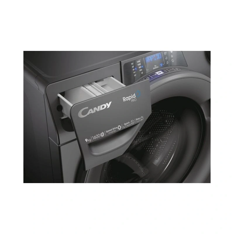 Candy RP 696BWMRR/1-S antracit, elöltöltős, max.1600ford., 9 kg, mosógép (Használt - B)