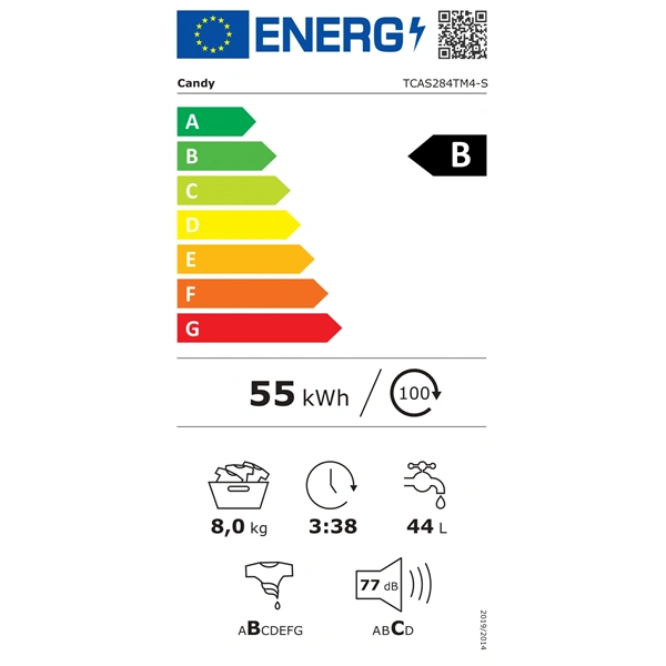 Candy TCAS284TM4-S fehér, felültöltős, max.1200ford., 8 kg, mosógép (Újszerű)