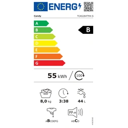 Candy TCAS284TM4-S fehér, felültöltős, max.1200ford., 8 kg, mosógép (Újszerű)